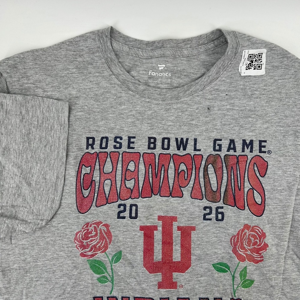 Fanatics T-Shirt Mens Large Gray Indiana Hoosiers Rose Bowl Champions NCAA Tee